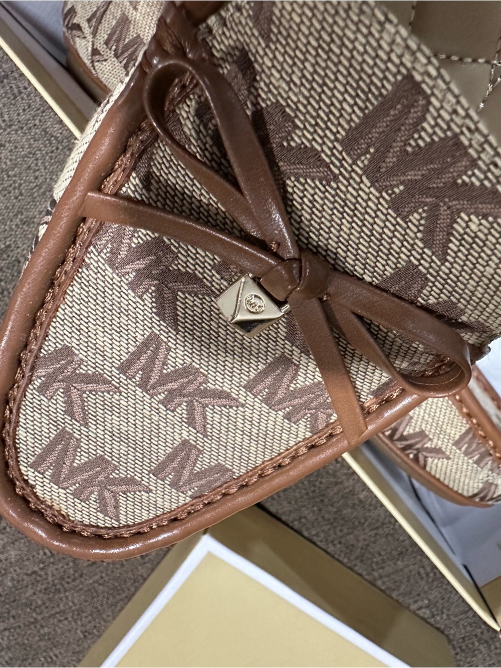 Michael Kors Brown Logo Moccasin Driving Loafers - Beige/Brown - Picture 6 of 6